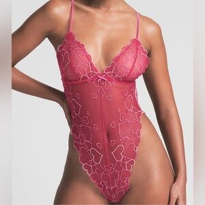 SKIMS Embroidered Tulle Teddy | Punch 💖 (XS)